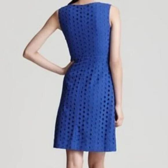 Diane Von Furstenberg Sleeveless Textured Sheath Dress – Purple Polka Dot 14 - Picture 2 of 10